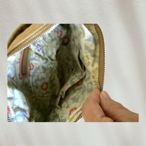 Fossil vintage Tan Canvas Crossbody Handbag  Shoulder Bag Adjustable Strap - Picture 9 of 14